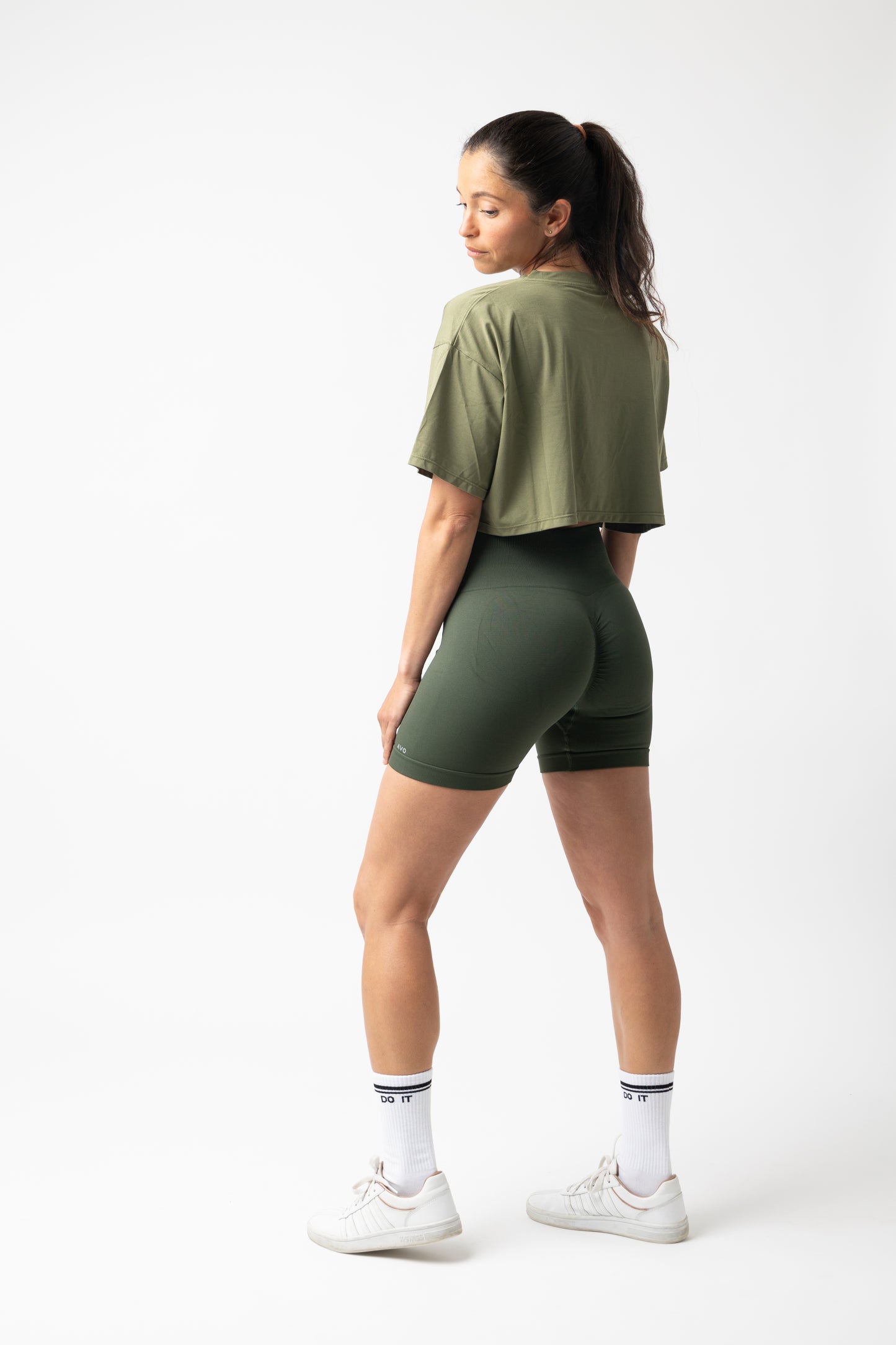 Olive High-Waisted Shorts